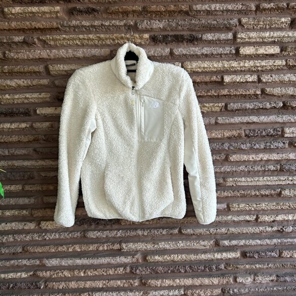New Balance Ivory Teddy Fleece Full Zip Jacket Size Small - Picture 8 of 8